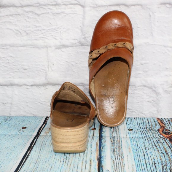 DANSKO Sherise Brown Leather Braided Strap Clogs Slip On Shoes 40 / 10 - Picture 7 of 9